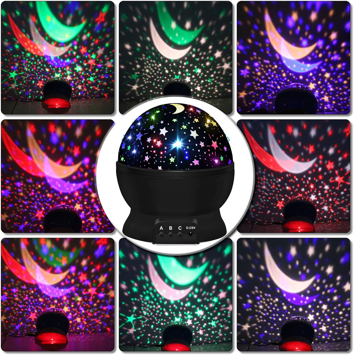 Detalle 2 de JKGIFTS 012-1361 Kids Star Projector Night Light, 360° Rotation, 16 Colors