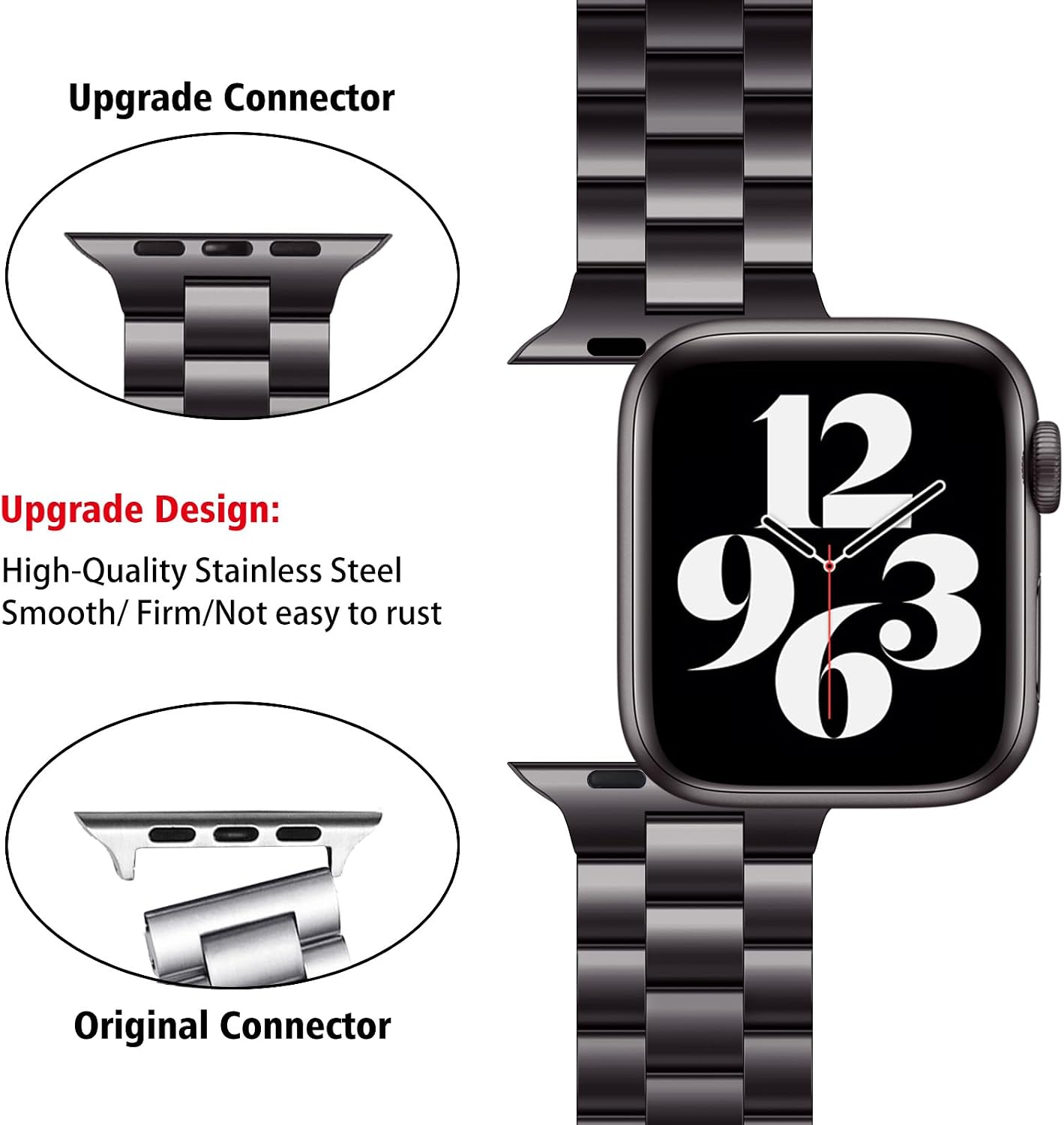 Thumbnail 1 de QAZNZ Stainless Steel 42mm Watch Strap for Apple Watch Series 10/11 (Dark Gray) – Adjustable Metal Link Band
