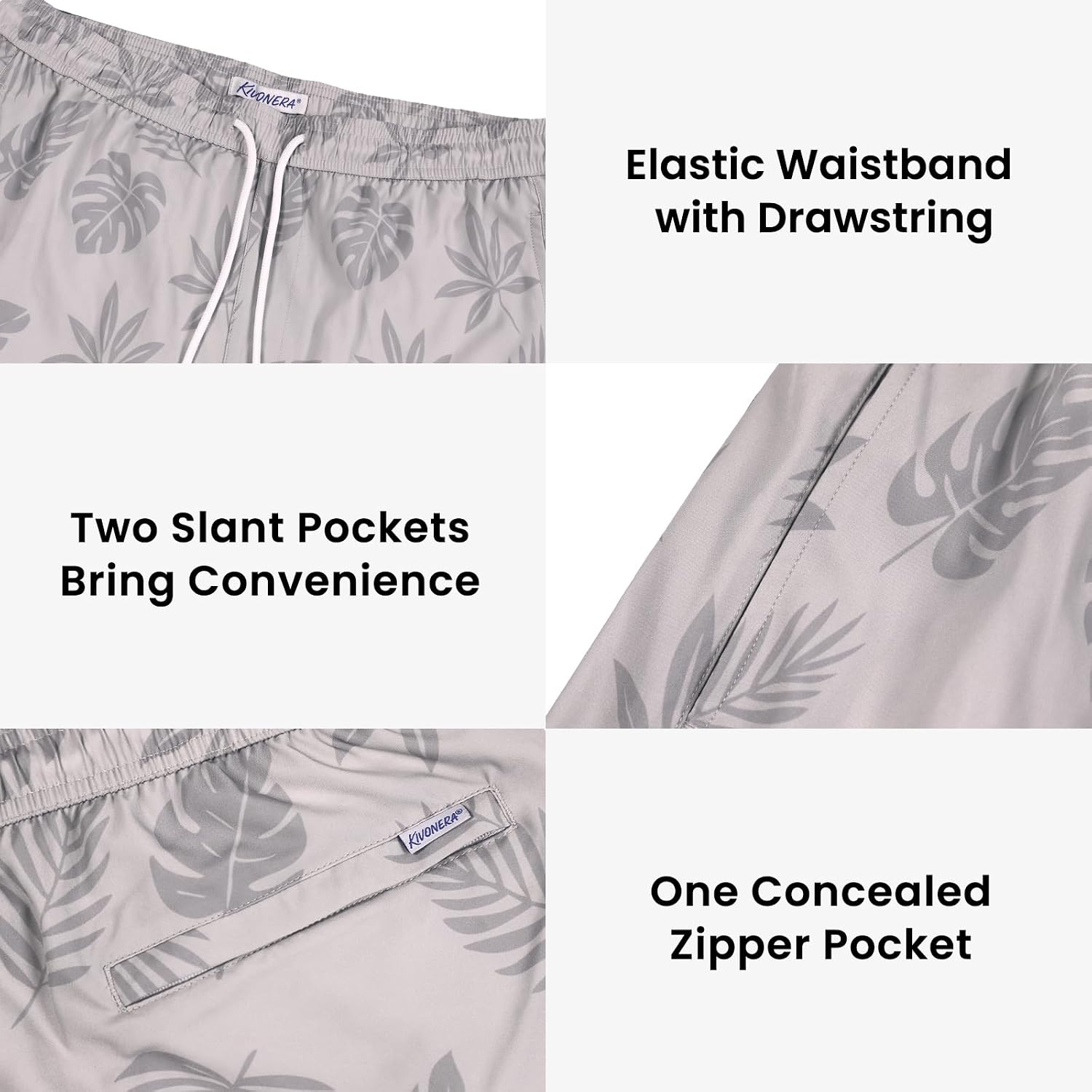 Detalle 2 de KIVONERA 5" Men's Swim Shorts & Trunks with Compression Liner and Zip Pockets