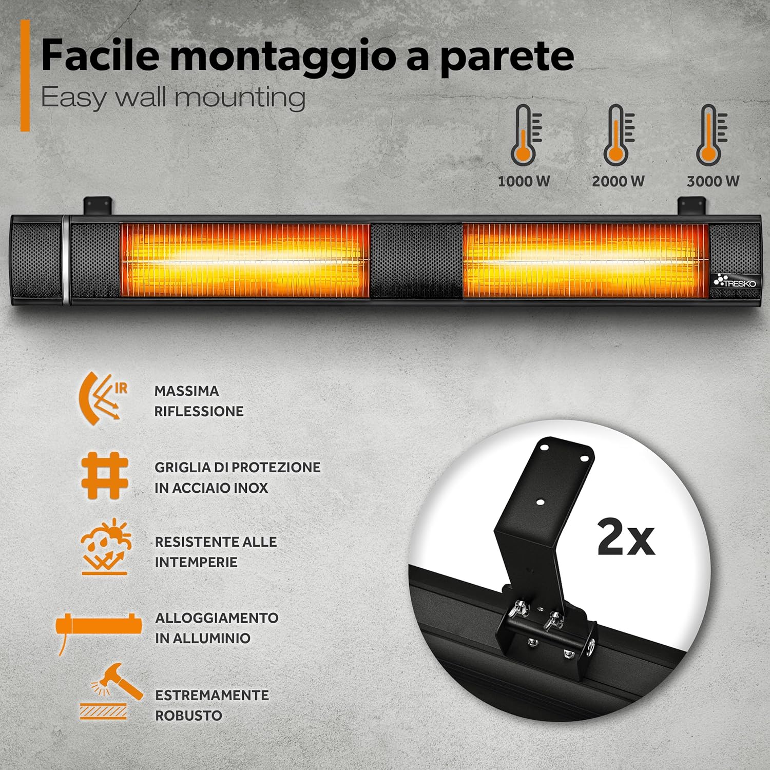 Thumbnail 3 de TRESKO Stufa a Infrarossi 3000W per esterni e interni 📡