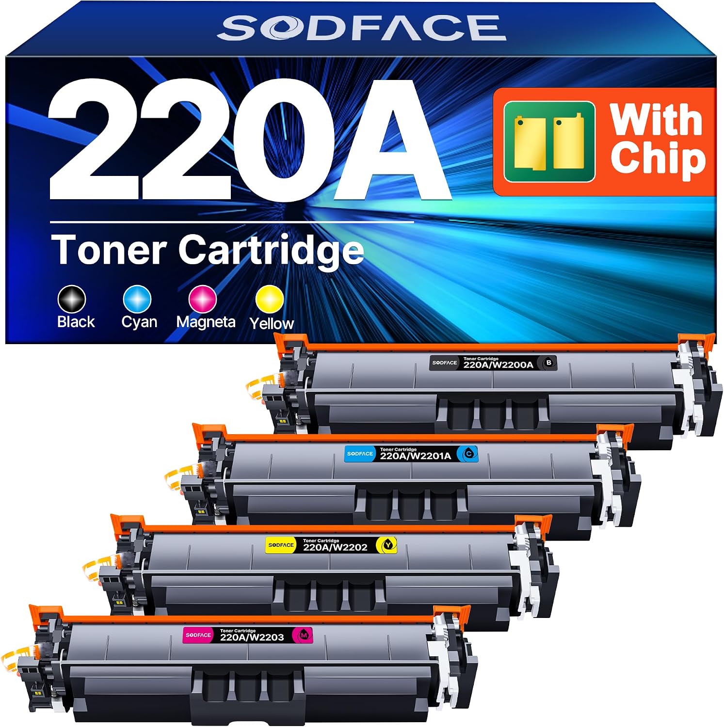 Detalle de SODFACE 220A Toner - Kompatible 4-Farben für HP Color LaserJet Pro MFP 4302/4202 (Mit Chip)