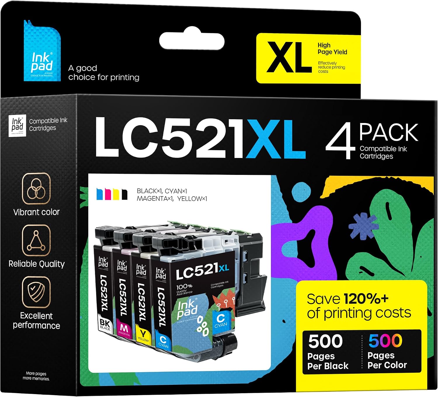 Detalle de iNKPAD LC521XL Ink Cartridges 4‑Pack 🖨