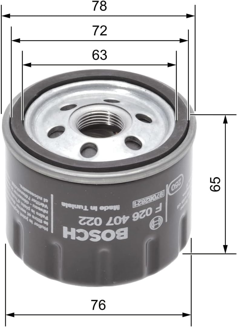 Detalle 2 de BOSCH F026407022 輸入車用オイルフィルター スマート・ルノー対応