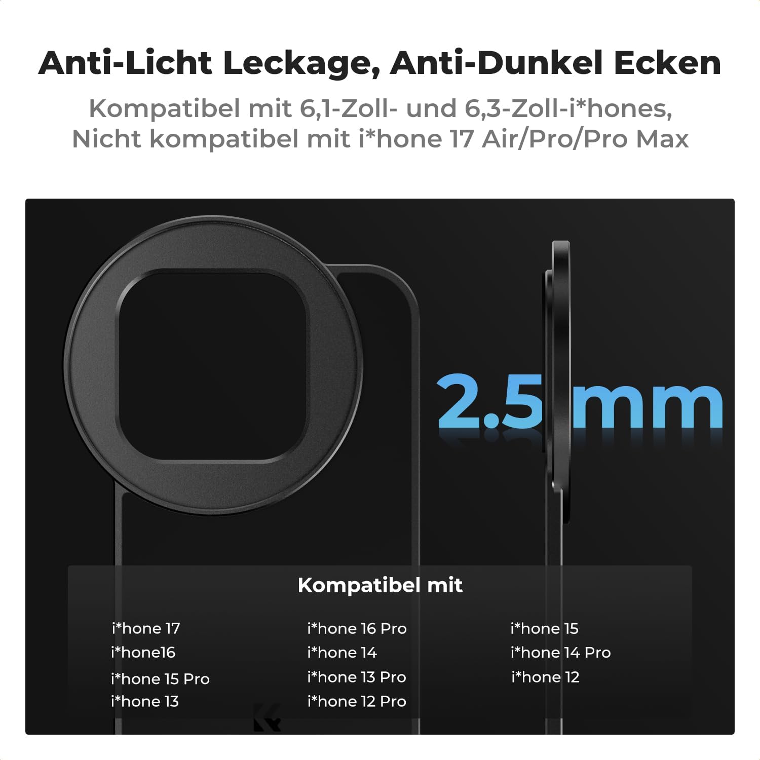 Thumbnail 2 de K&F CONCEPT Magnetischer Polfilter 67 mm mit variablem ND2–32 und 6,1-Zoll-Magnetadapter für iPhone 16/15/14/13