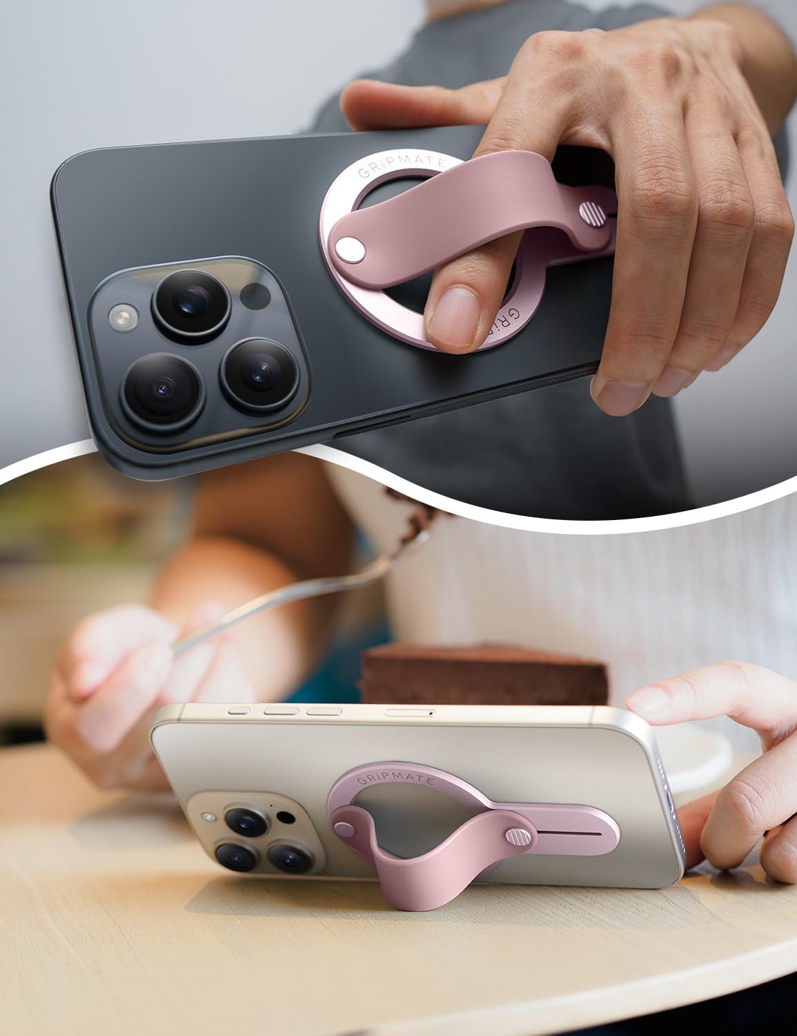 Detalle de GripMate for MagSafe Phone Grip: Magnetic Ring Holder & 2-in-1 Stand for iPhone (Pink)