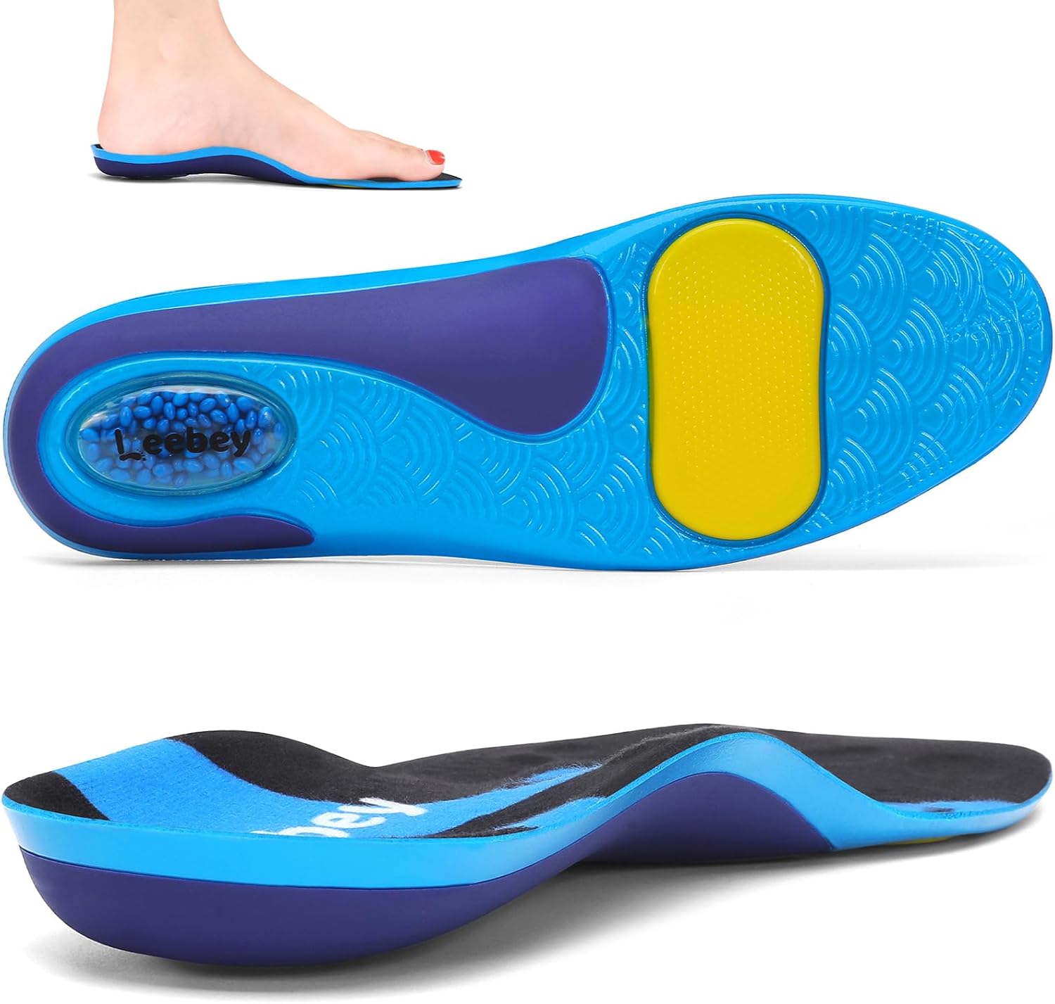 Detalle de Leebey Semelles Orthopédiques – Soutien de la voûte plantaire, confort universel (bleu, EU 35-36)