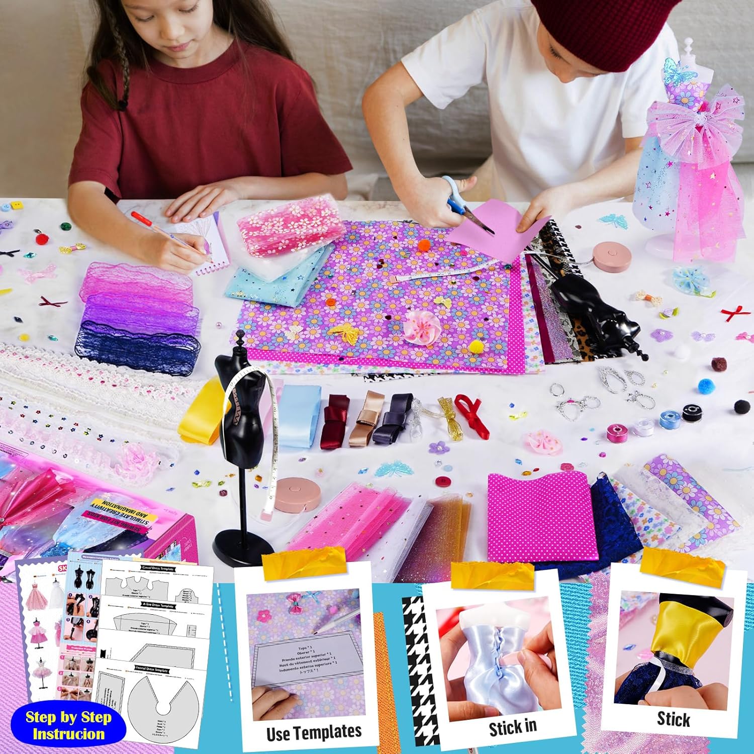 Thumbnail 5 de ONE TO FOUR 800+Pcs Fashion Designer Kit for Girls with 6 Mannequins