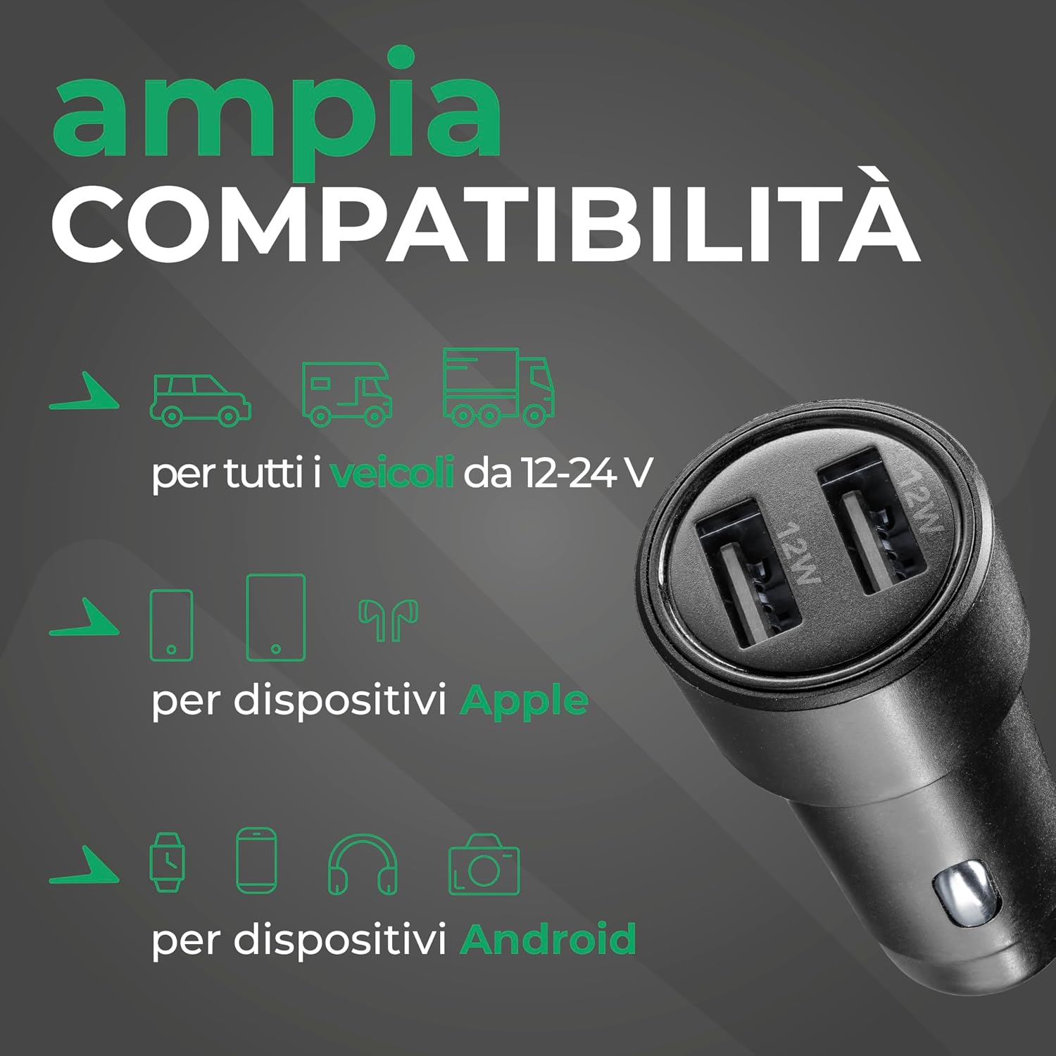 Thumbnail 5 de Teknoll Caricabatterie Rapido 24W 2 porte USB