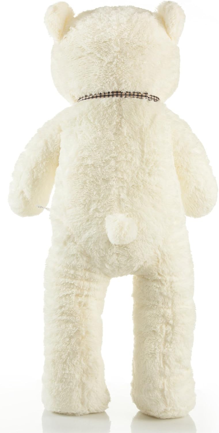 Detalle de Feluna Ours en peluche géant XXL 120 cm blanc avec nœud – Peluche douce lavable