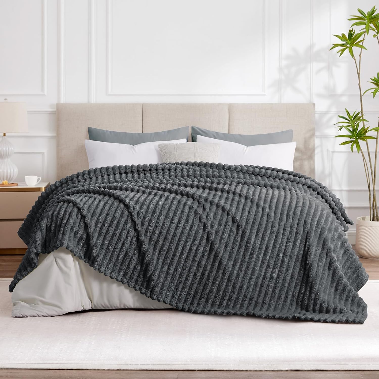 Thumbnail 1 de RUIKASI Kuscheldecke Grau 220x240 cm (XXL) – flauschige Fleece- und Sofadecke für Wohnzimmereinrichtung