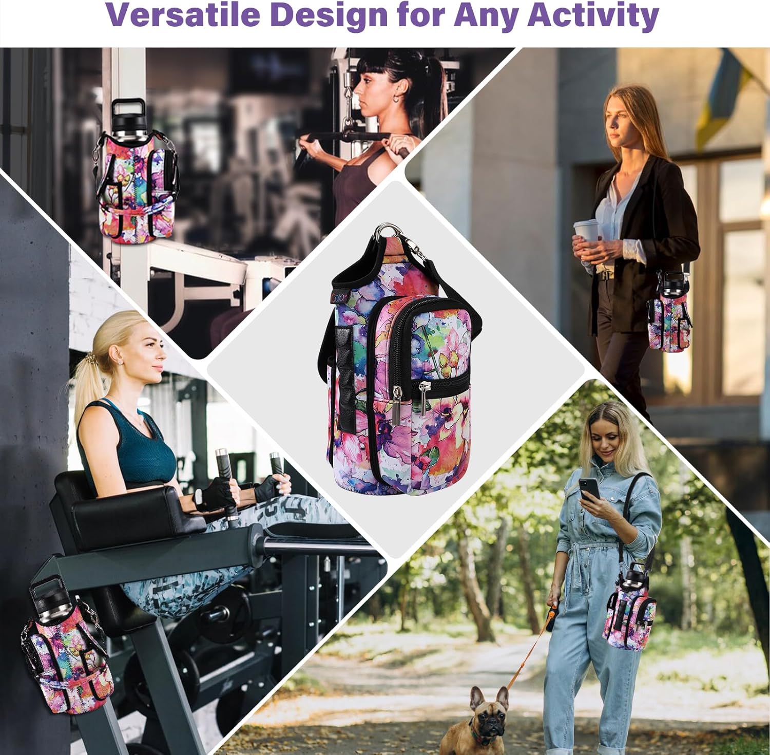 Thumbnail 6 de icolor Magnetic Gym Bag Water Bottle Carrier Holder with Strap & Phone Pockets