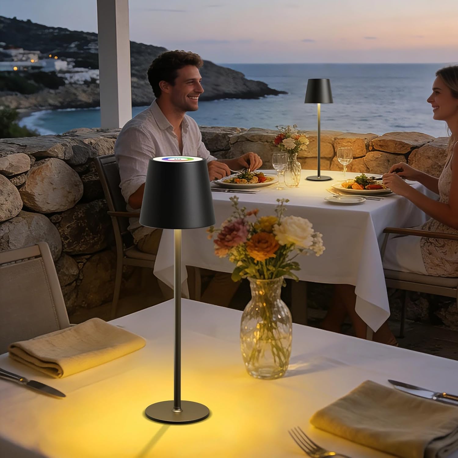 Thumbnail 6 de MALUX Kabellos Akku-Tischlampe dimmbar mit LED, USB‑C & IP44 (Schwarz)