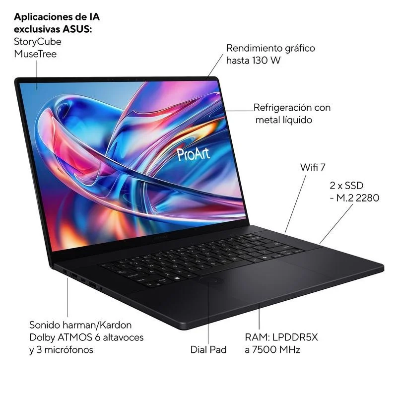 Detalle de ASUS ProArt P16 OLED H7606WX-SE024W: Portátil de alto rendimiento para creación profesional