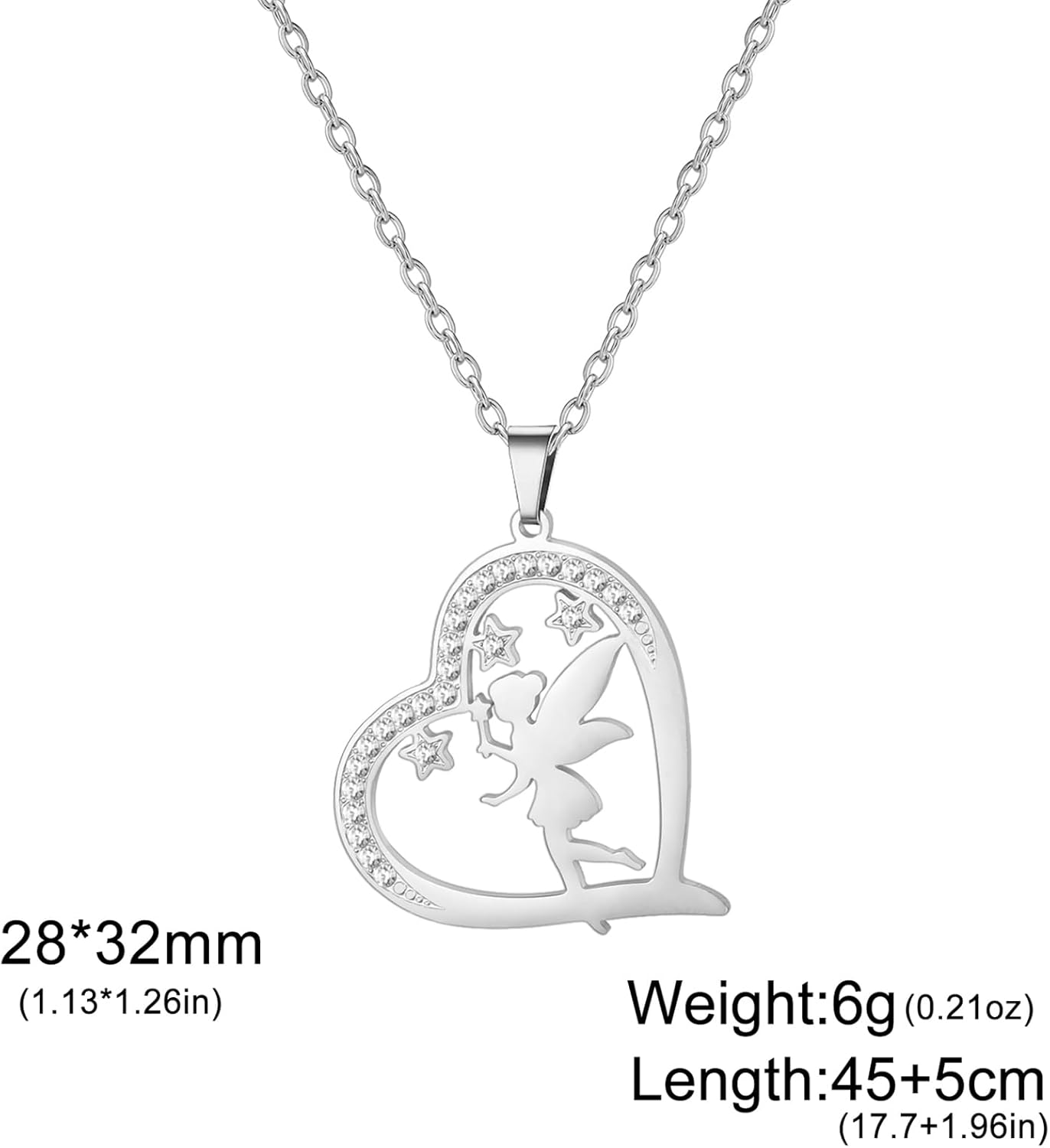 Detalle de EUEAVAN Prinzessin Wendy Halskette – Pixie-Anhänger mit Zirkonia, Edelstahl