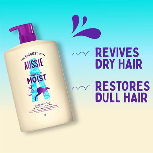 Detalle 2 de Aussie Miracle Moist Shampoo 1L Pump to Restore Brittle & Dry Hair