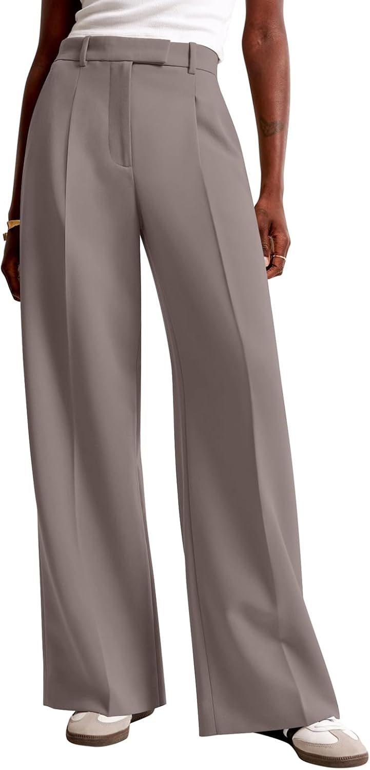 Detalle de NIMIN Women's Wide-Leg Work Pants, Polyester Blend