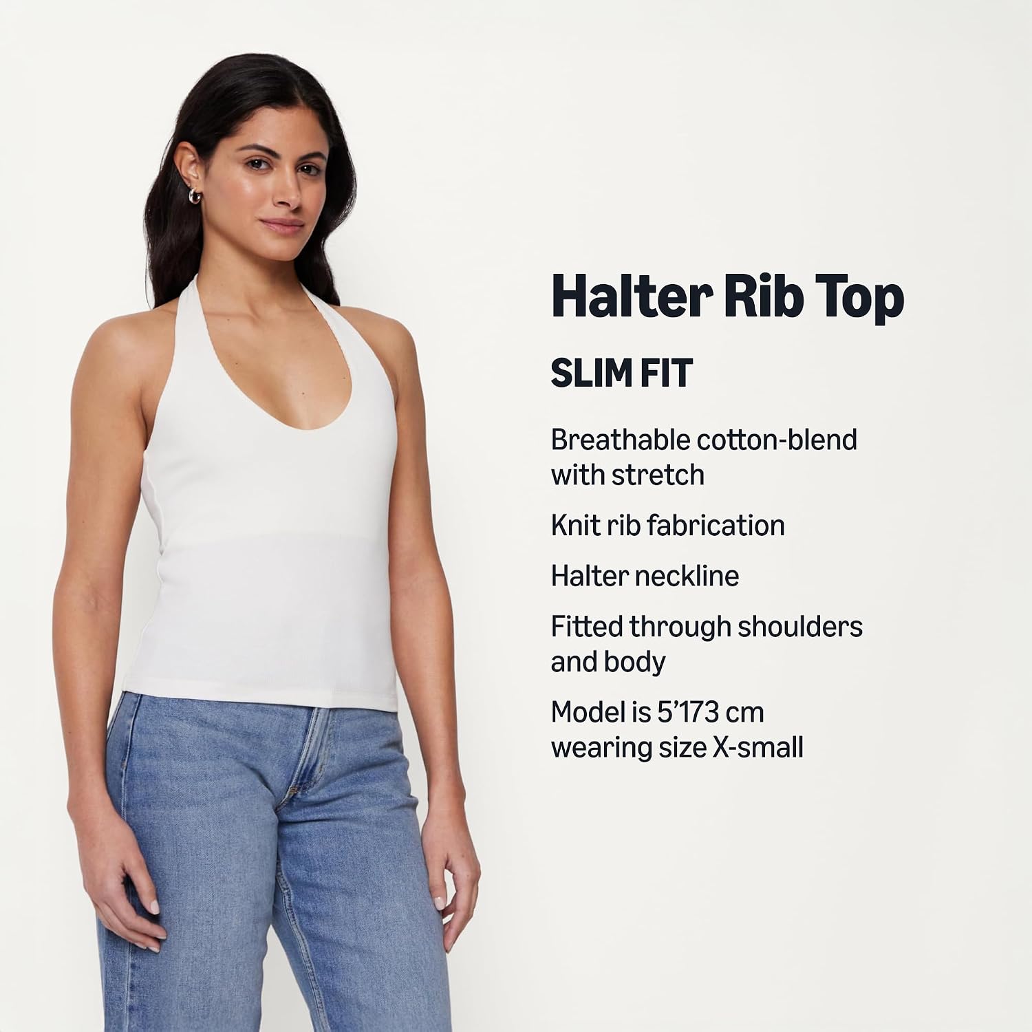 Detalle de Amazon Essentials Women's Slim-Fit Ribbed Halter Top