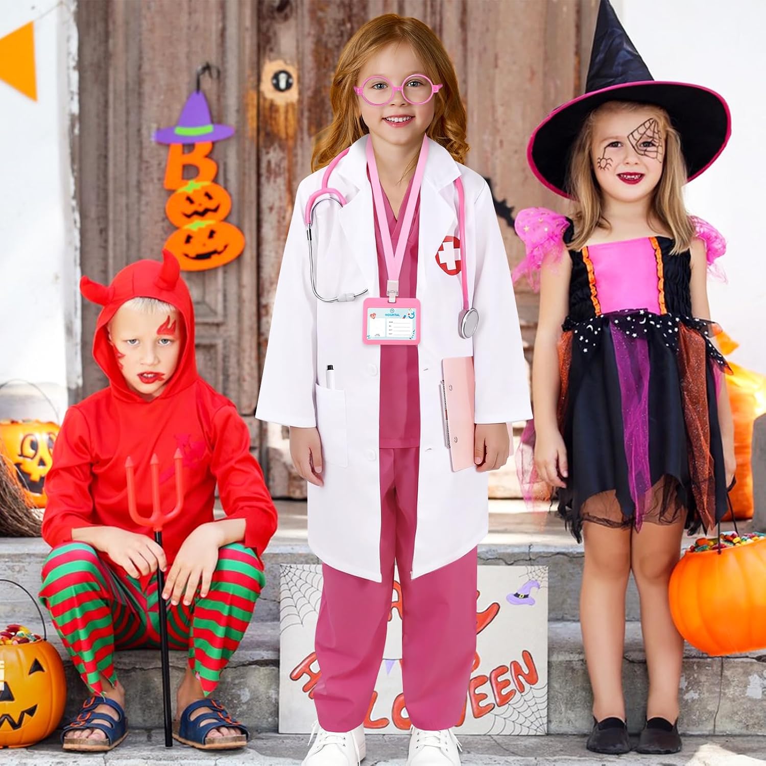 Thumbnail 6 de Wuclad 12-Piece Kids' Doctor Costume with Scrubs, Lab Coat and Stethoscope