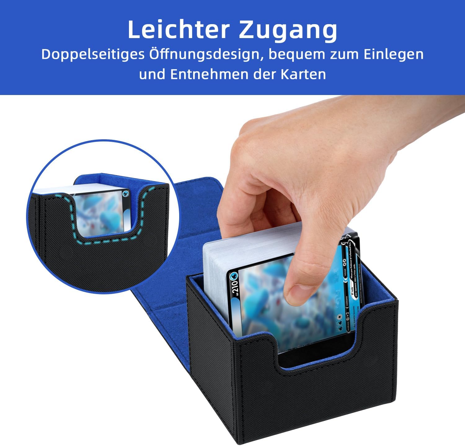 Detalle 2 de Tolesum Card Deck Box für MTG & Commander – Sammelkartenbox mit magnetischem Verschluss (für 100+ Karten, horizontal)