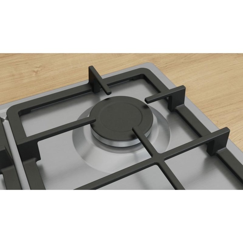 Detalle 2 de Bosch Serie 4 PGP6B5K90: placa de gas 4 fuegos 58 cm en acero inoxidable