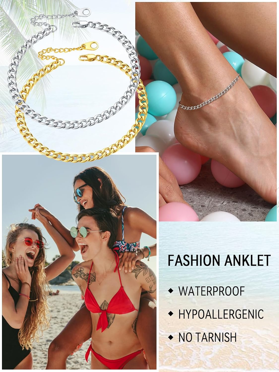 Thumbnail 3 de FaithHeart Chaine Cheville 20–27 cm Chaine Cheville Or Plaqué