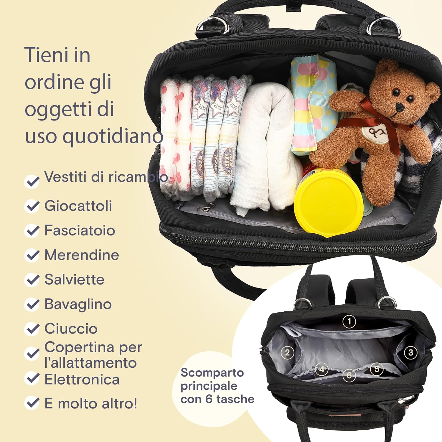 Thumbnail 5 de RUVALINO Zaino Fasciatoio per Mamma e Neonato: grande capacità, praticità e stile