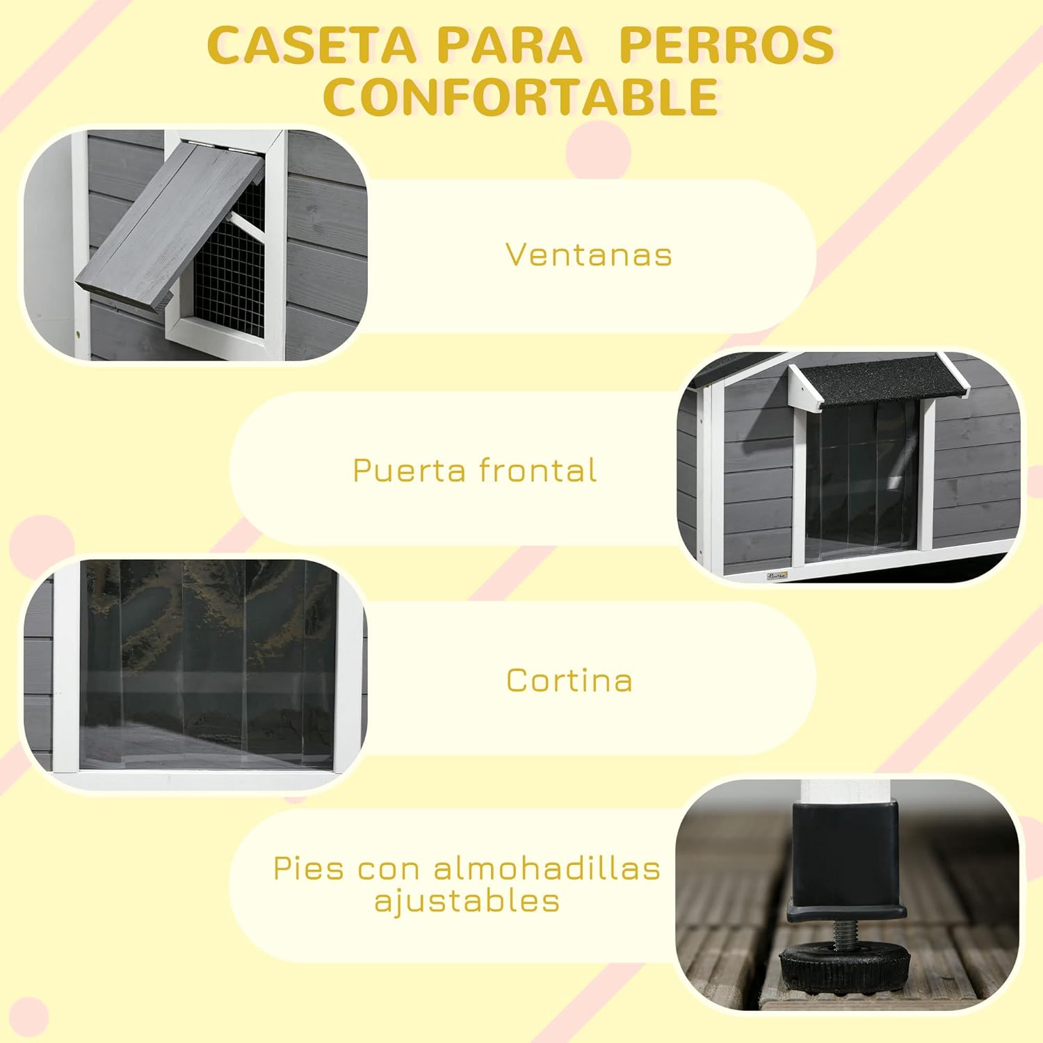 Thumbnail 5 de PawHut Caseta para Perros Exterior 97x72x65 cm