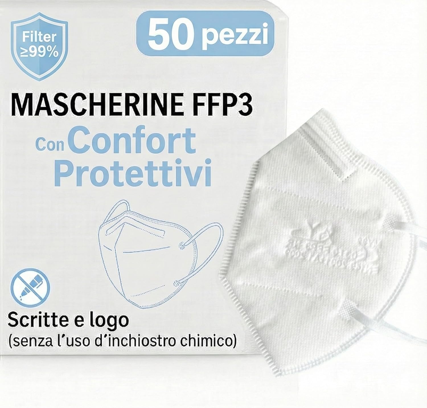 Mascherine FFP3 50 pezzi protezione 😷