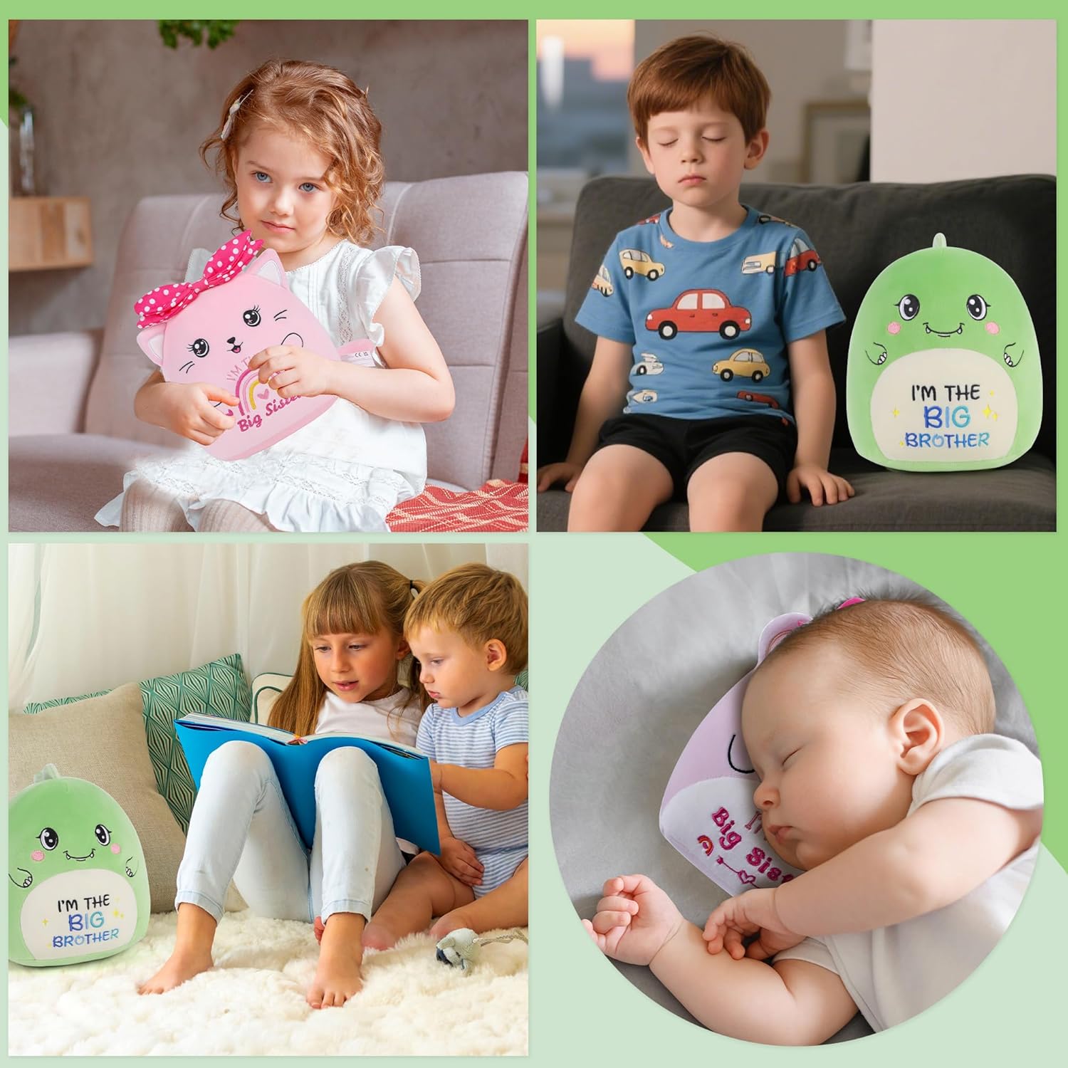 Thumbnail 6 de CozDazz Big Brother Dinosaur Stuffed Animal (10-inch green plush toy) – sibling announcement gift