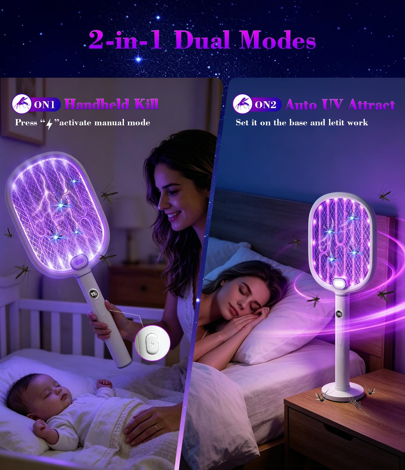 Thumbnail 3 de 4-in-1 New Upgrade Electric Fly Swatter – 4000V-1S Rapid Mosquito Killer