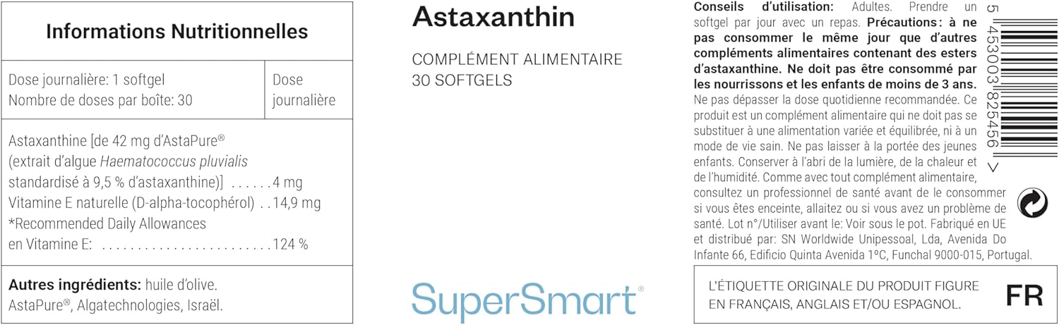 Thumbnail 2 de Astaxanthine Supersmart — Extrait d’Haematococcus pluvialis 9,5% d’Astaxanthine, vegan et sans gluten