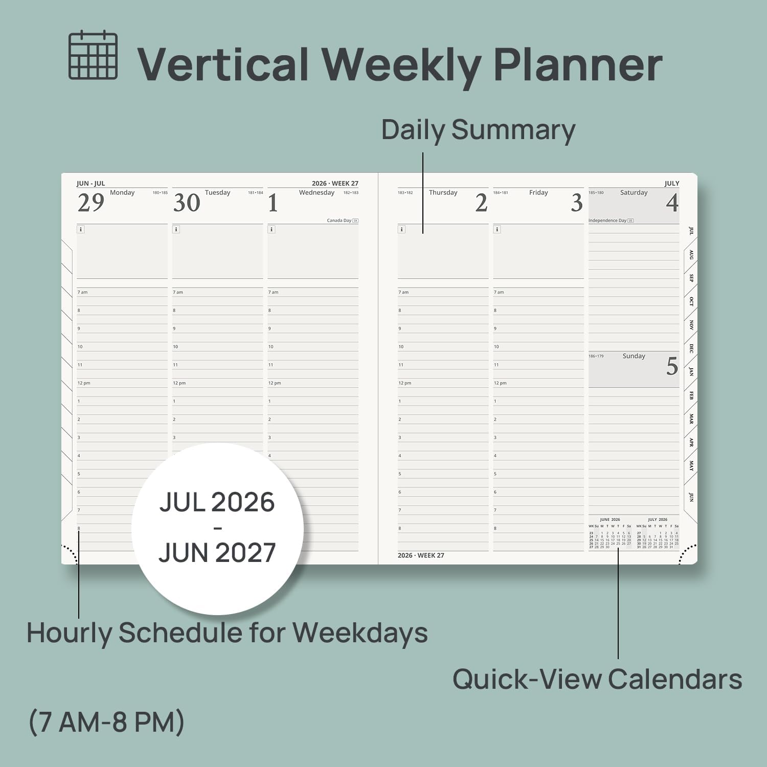 Detalle de POPRUN 2026–2027 Large Academic Planner, 8.5 x 10.5 in, 100 GSM Paper
