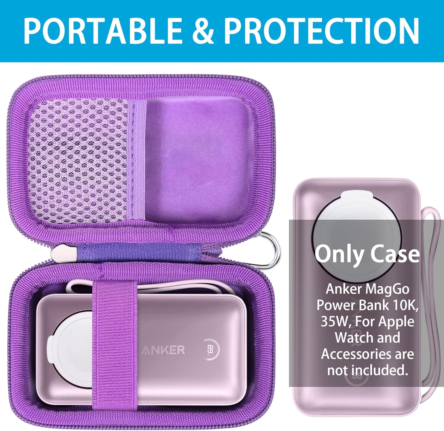 Thumbnail 1 de Khanka hard carrying case replacement for Anker MagGo power bank (Case only) – Purple