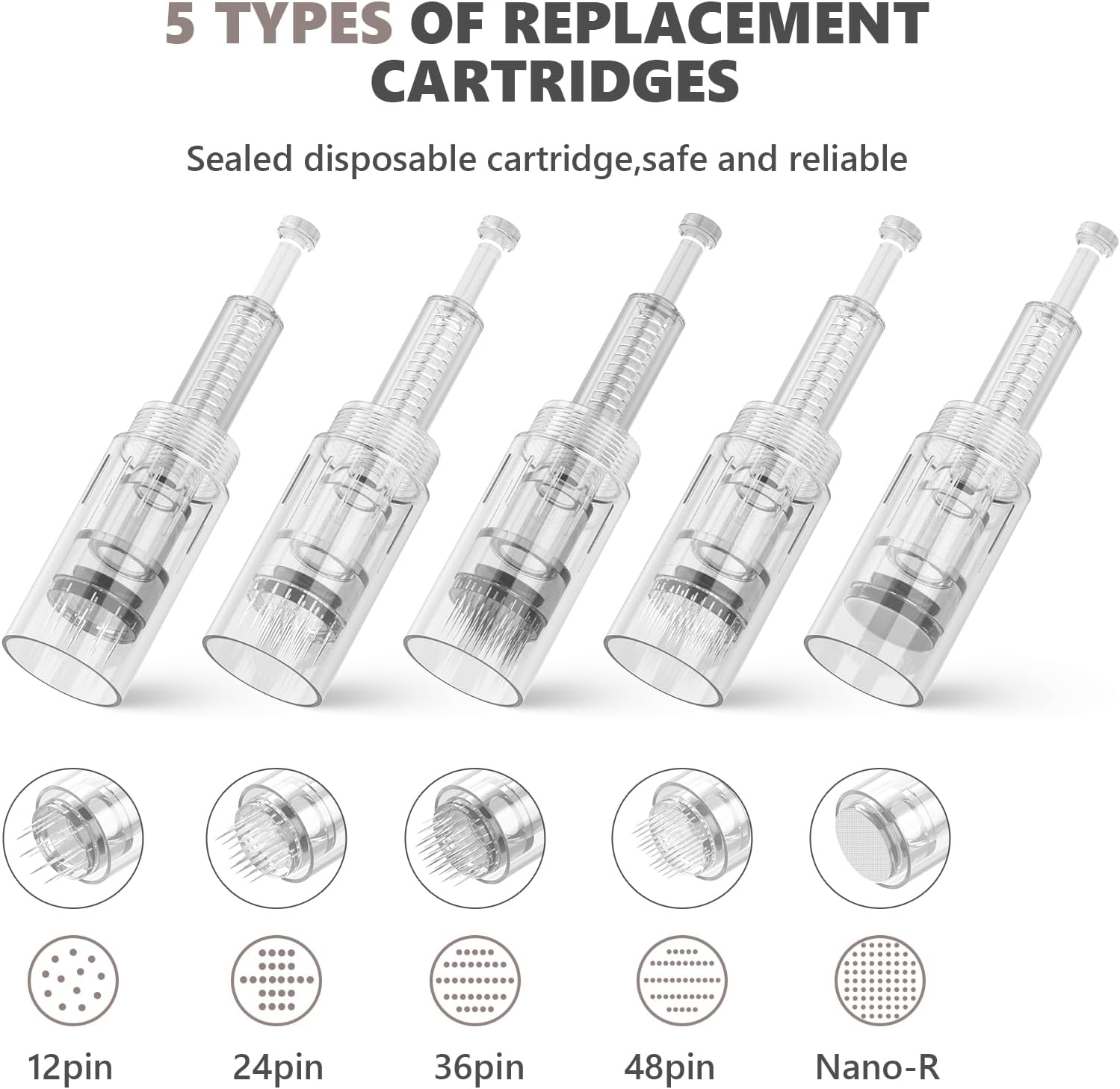 Detalle de 10 Aghi Dermapen 24 Pin – Cartucce di ricambio universali con porta filettata per pen microneedling