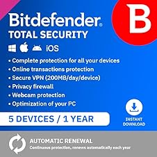 Detalle de Bitdefender Total Security 2026 — 5 Devices, 1 Year (Email Activation)