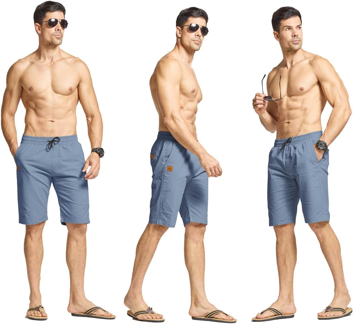 Detalle de JustSun Kurze Hose Herren – Baumwolle, elastischer Bund und Tunnelzug