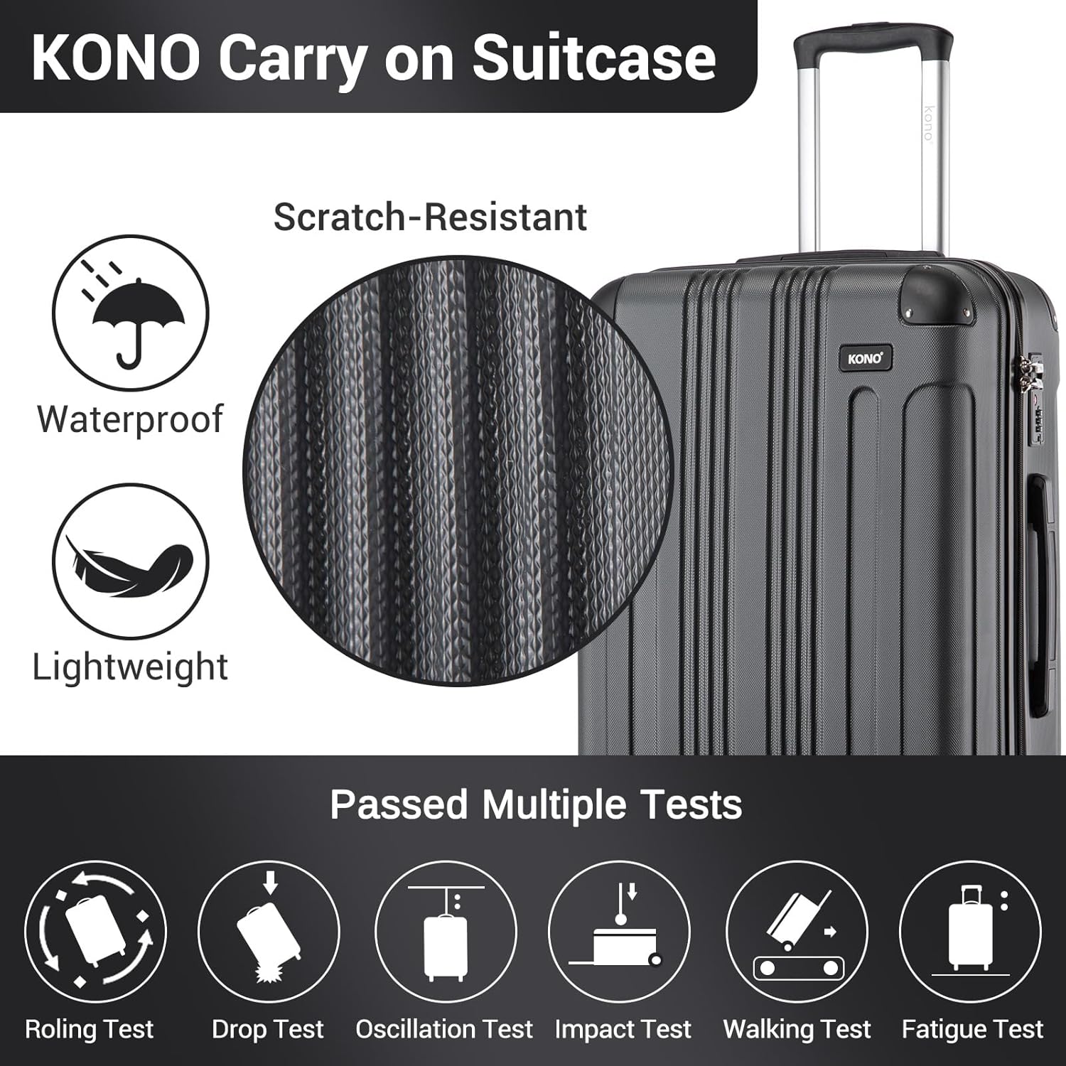 Thumbnail 3 de Kono 28 Inch Large Hard Shell Luggage | ABS+PC, 105 L, 360° Spinner wheels