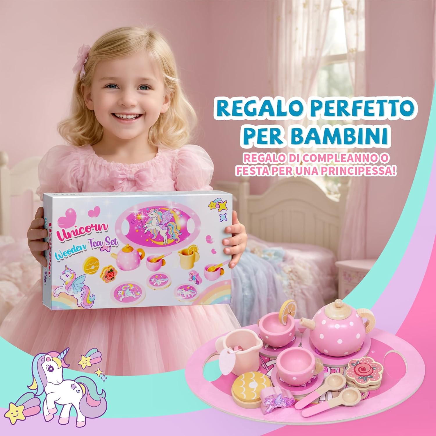 Thumbnail 6 de Set da Tè Unicorno in Legno 13 pezzi 🧁