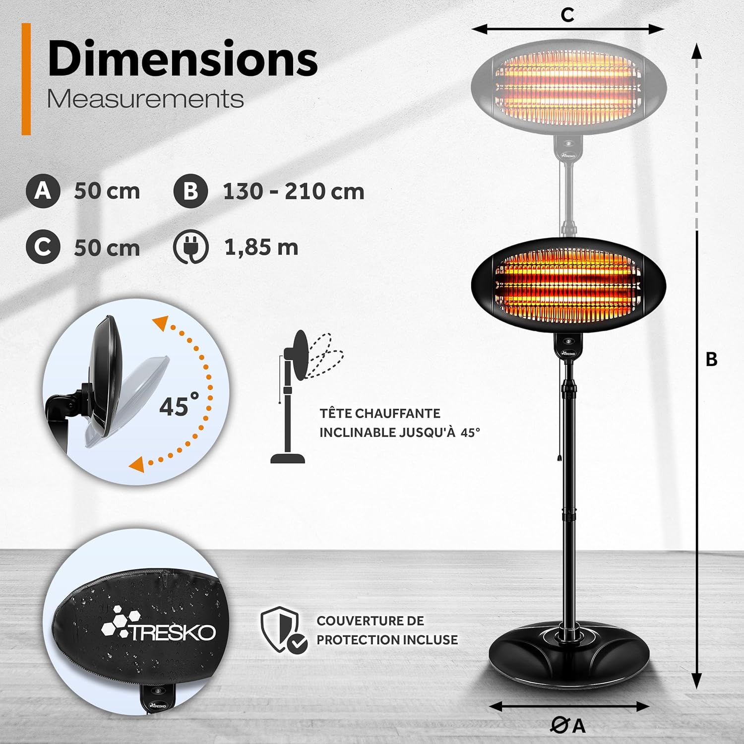Thumbnail 4 de TRESKO Radiateur infrarouge sur pied 2000W