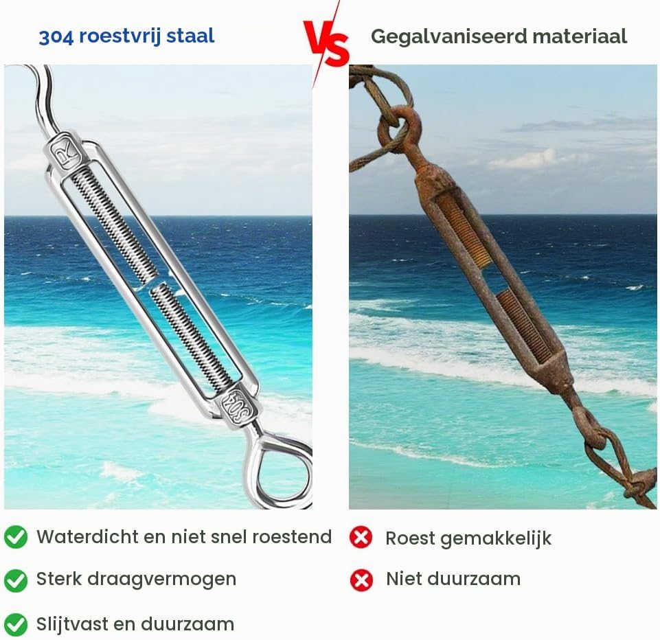 Detalle de ANOMM tuindraadset 50 m, 2 mm PVC-gecoat RVS met M5-spanners