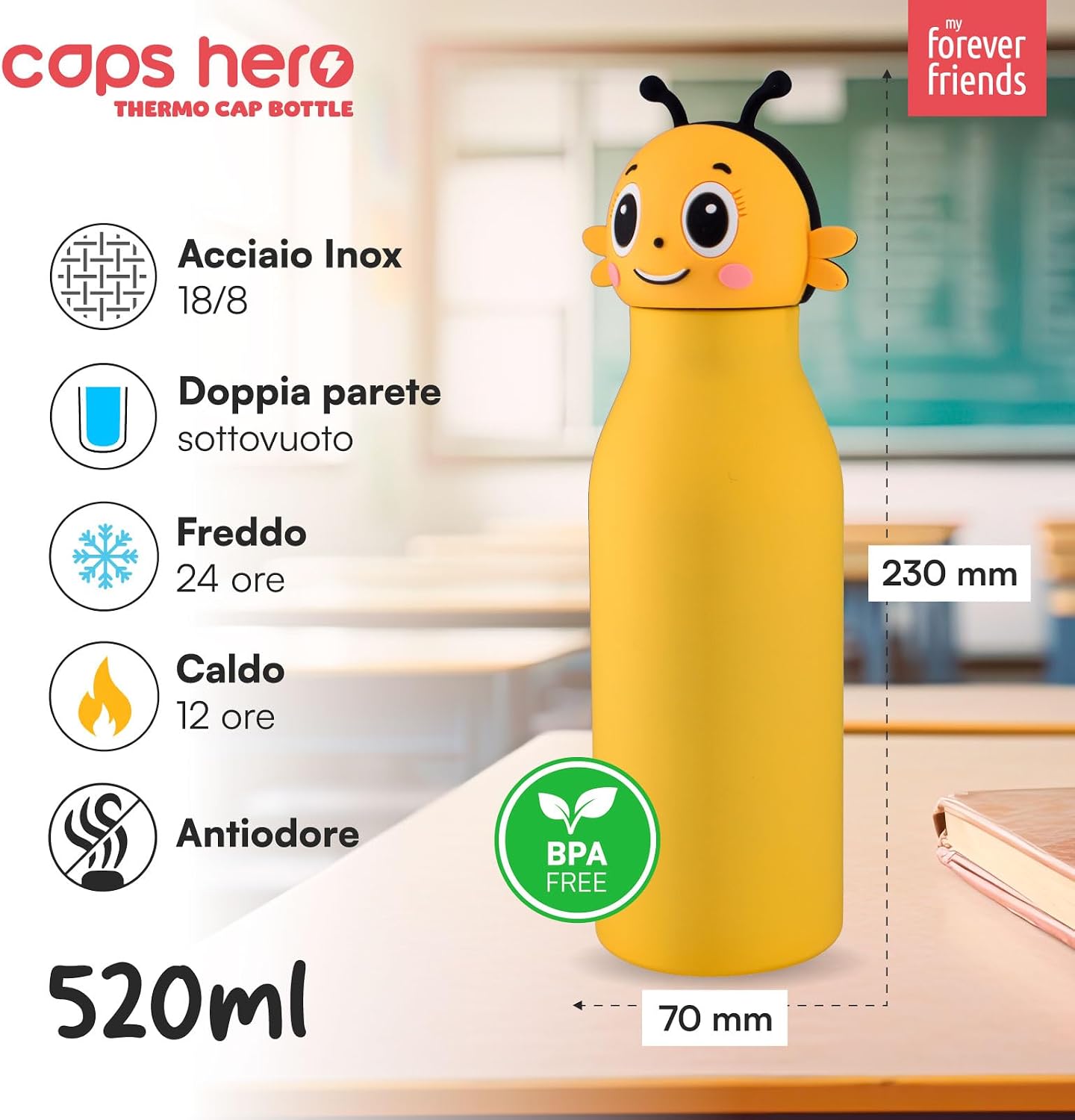 Detalle 2 de CapsHero Bee Bea Borraccia Termica 520ml