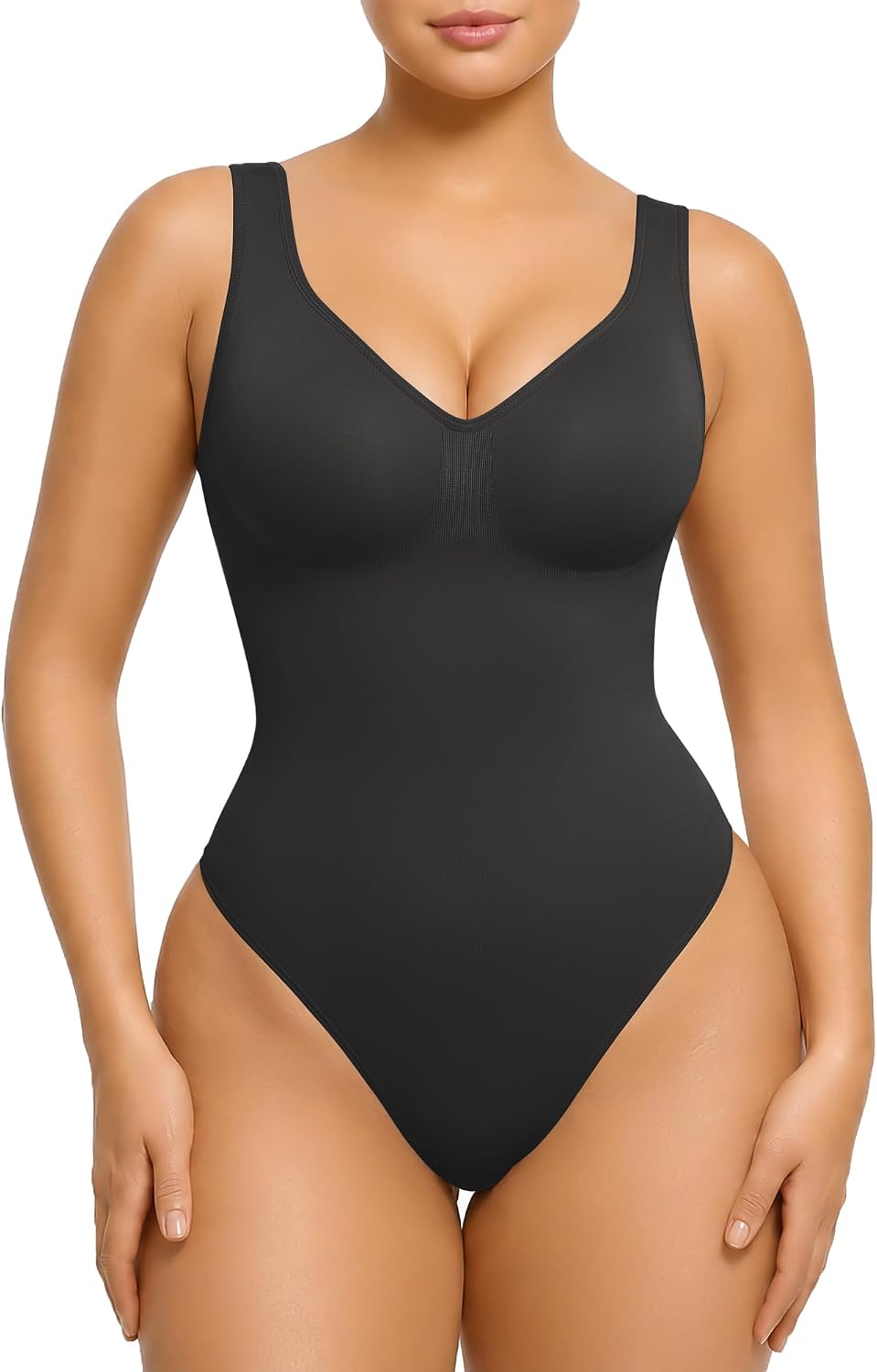 Detalle de SHAPERX Women's Mid-Thigh Shapewear Bodysuit, Tummy Control, Seamless