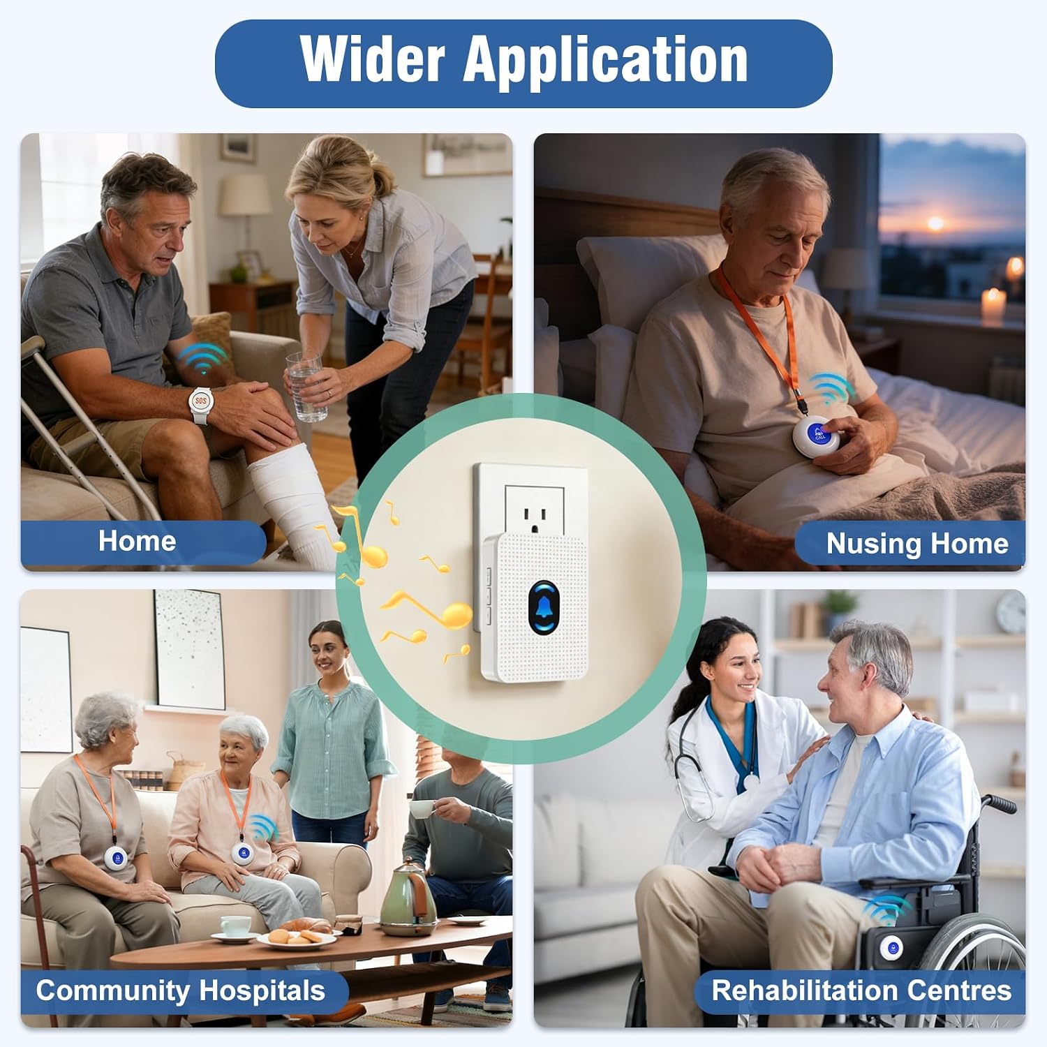 Thumbnail 6 de Daytech LC02 2+1 Caregiver Pager, Two Blue Buttons, 500 ft Range