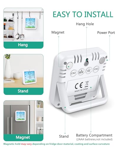 Thumbnail 6 de ORIA Wireless Fridge Freezer Thermometer with 2 Sensors and Alarms