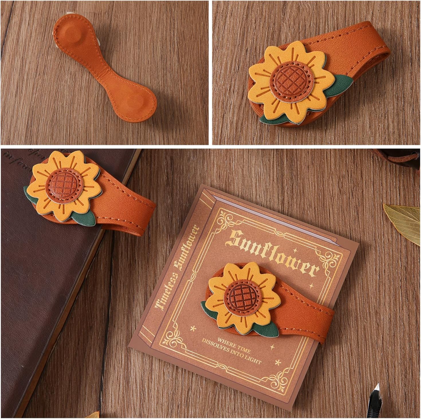 Detalle 1 de VYRANA FD0006 Vintage Magnetic Leather Bookmarks, 4-Pack, Multicolor