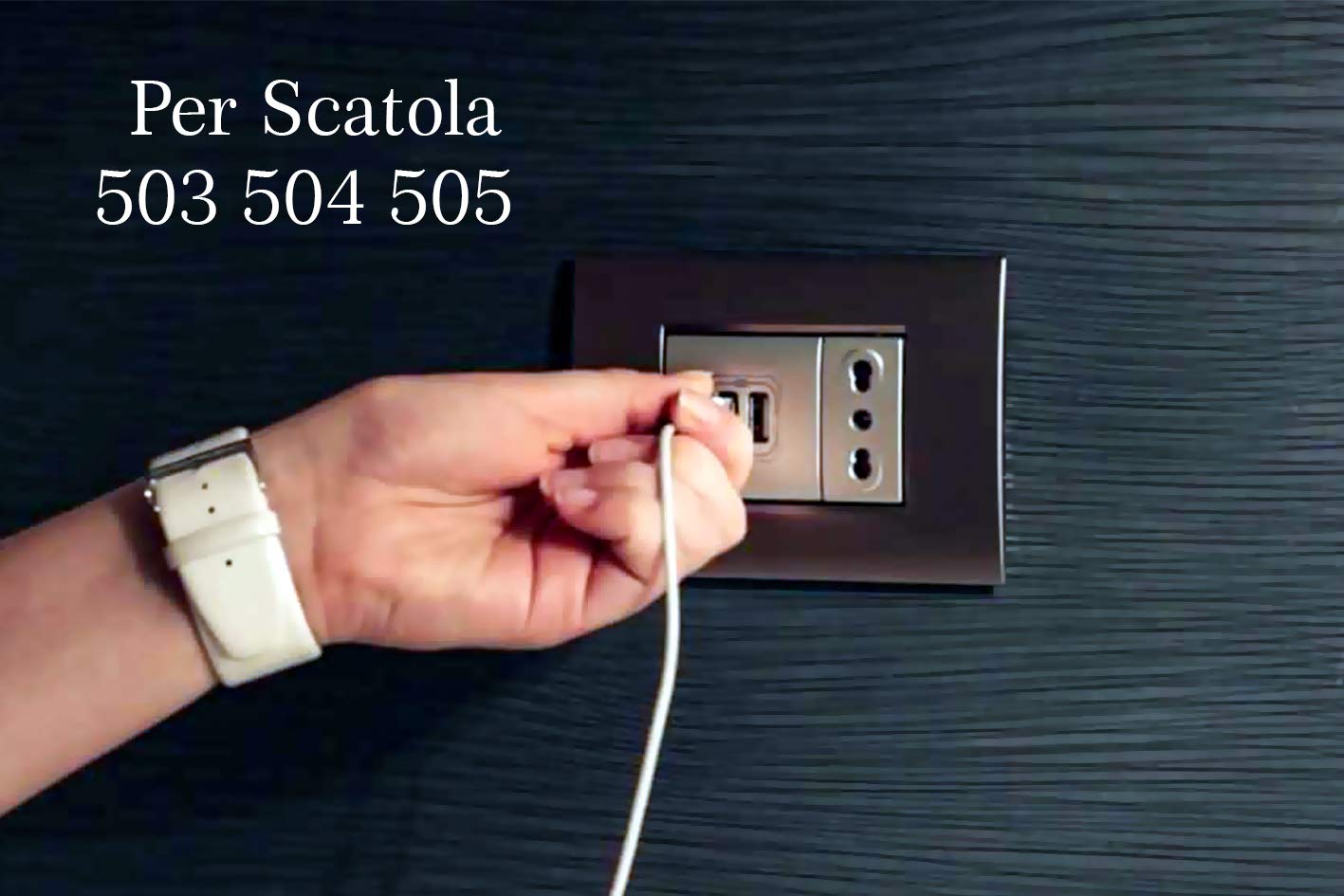 Detalle de Caricatore USB da parete 5V 2,1A compatibile con Bticino Living Light – nero