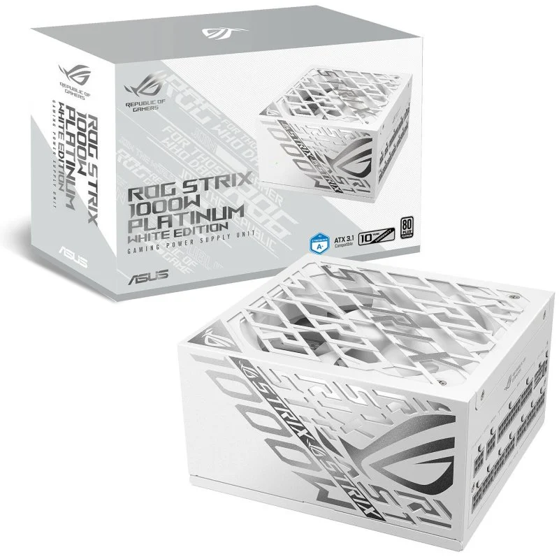 Detalle de ASUS ROG STRIX 1000P White Edition: fuente Gold para PC gaming con ATX 3.1 y 1000 W