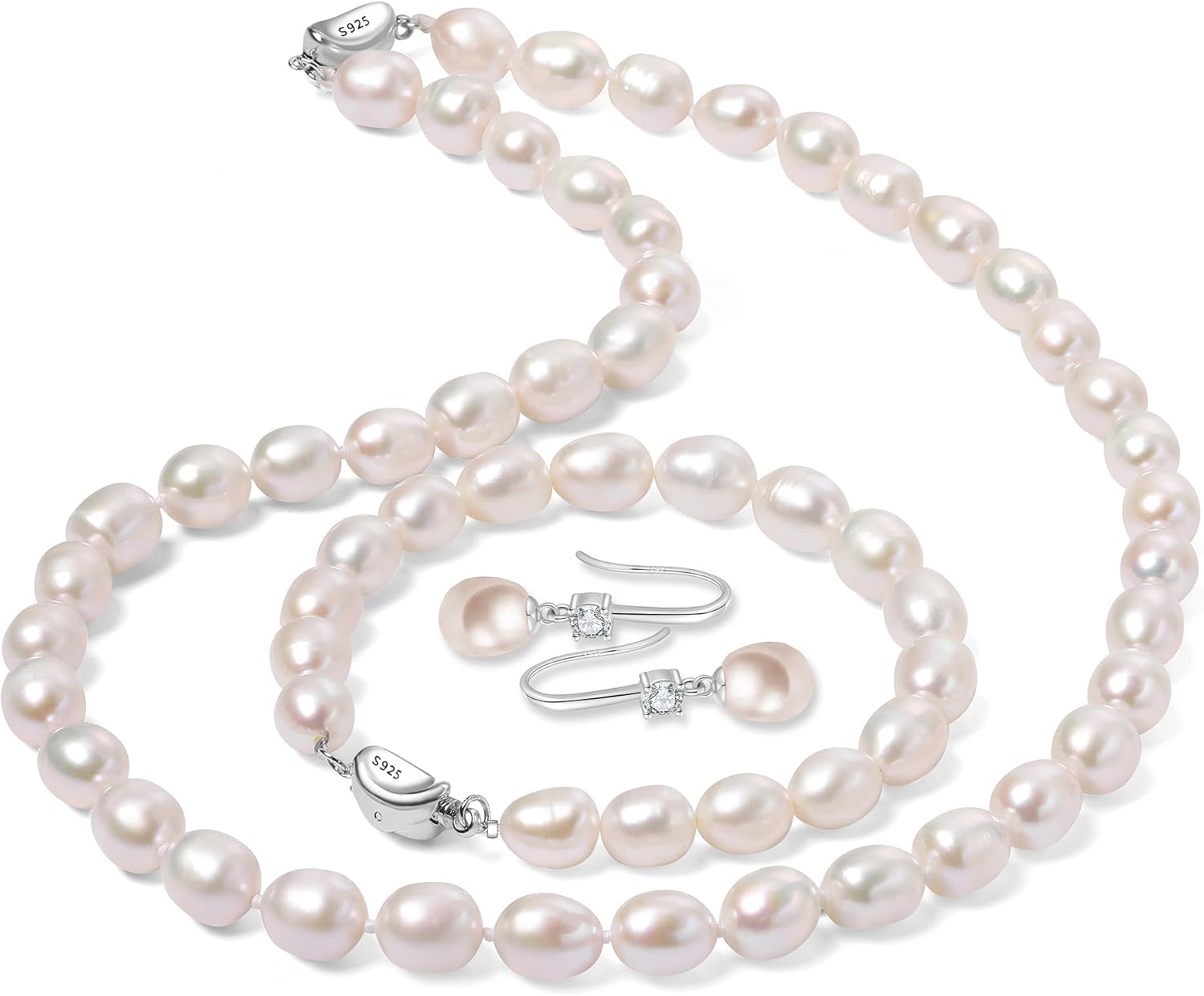 Detalle de BAMIKI Pearl Jewelry Set with 925 Sterling Silver
