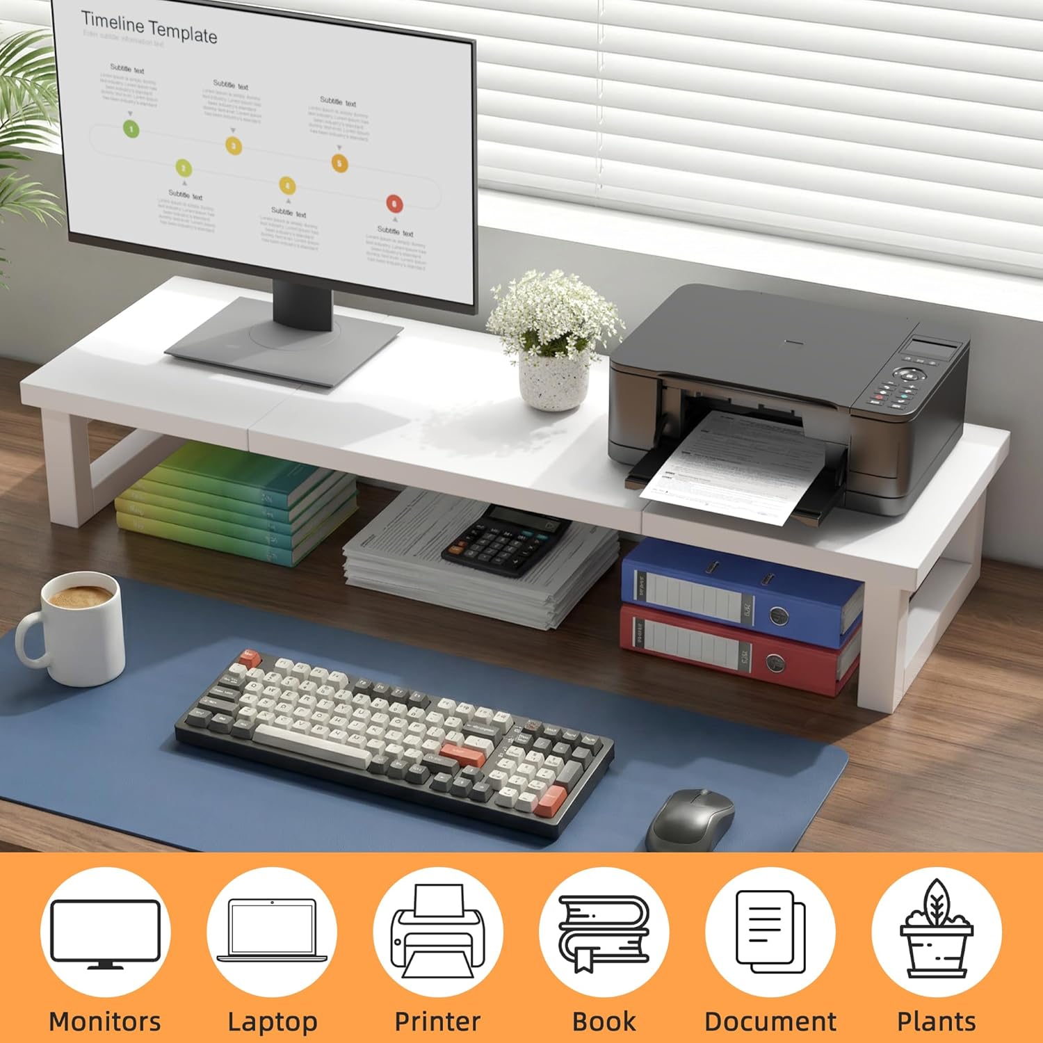 Detalle 2 de OYRREU Bildschirmerhöhung 12,5 cm für 2 Monitore 🖥