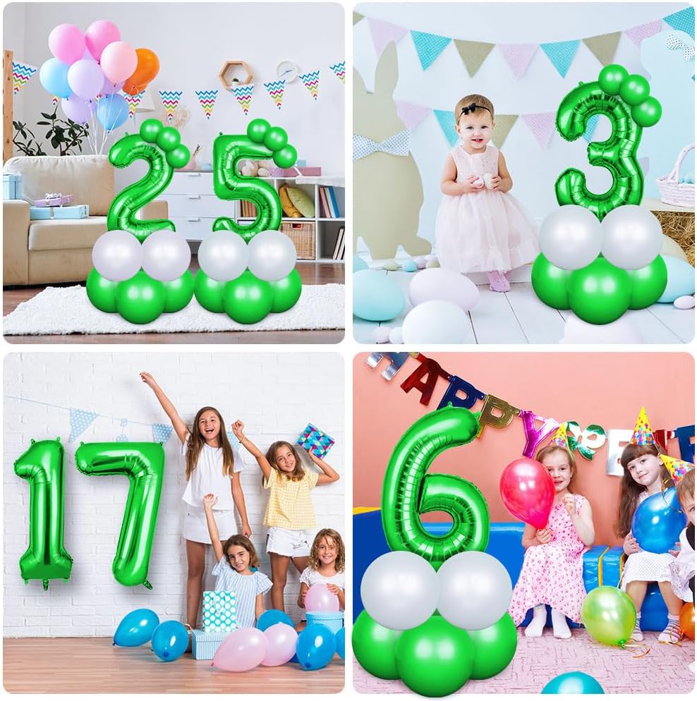 Thumbnail 6 de OFFCUP Zahlen Luftballon Grün – 40 Zoll große Folienballonsatz mit 2 Nummernballons für Geburtstag & Festdekoration